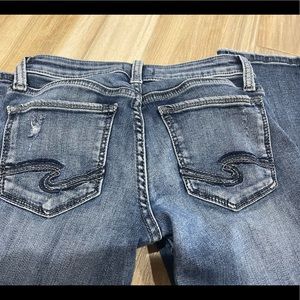 Ladies Silver Denim Extra Long Jeans Size 25 Length 35”